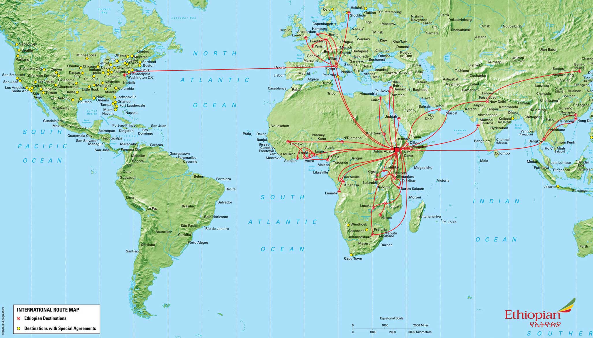 埃塞俄比亚航空公司目的地地图