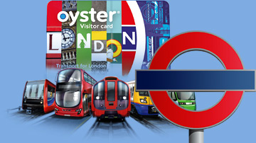 London Underground sign and Oyster visitor card
