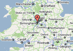 See where Birmingham is in relation to other major English cities